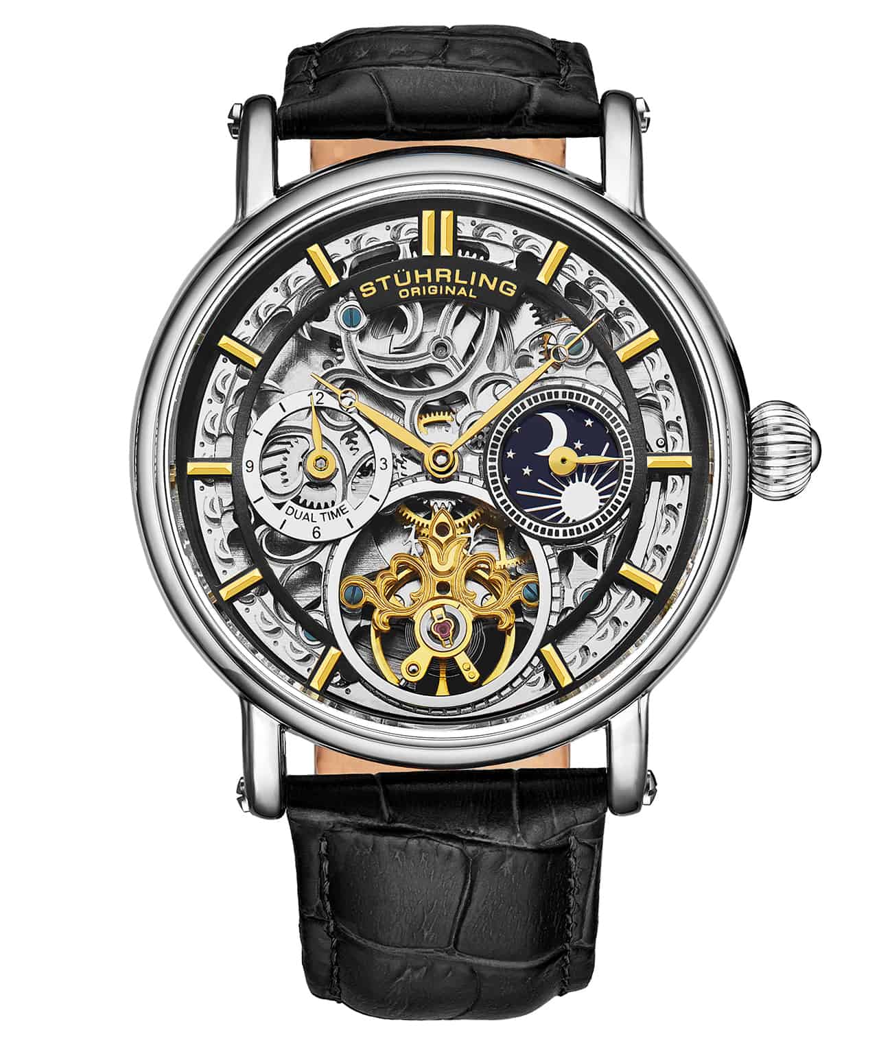 Stührling Macrocosm 4000 Automatic 43mm Skeleton with Dual Time - Image 10