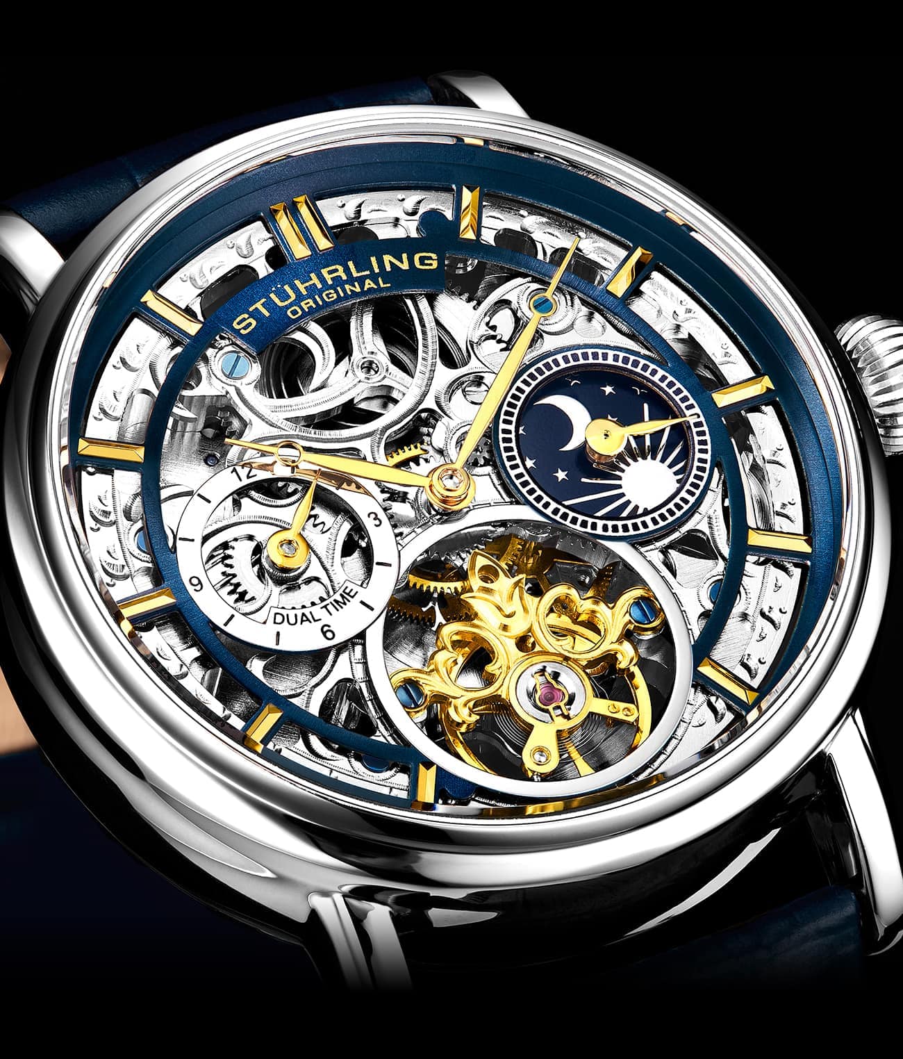 Stührling Macrocosm 4000 Automatic 43mm Skeleton with Dual Time - Image 16