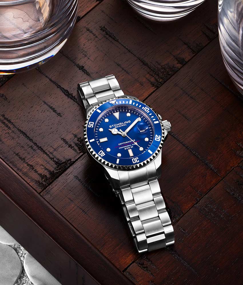 Stührling Deep Blue Divers Trio with Signature Pen and Stud Earring - Image 13