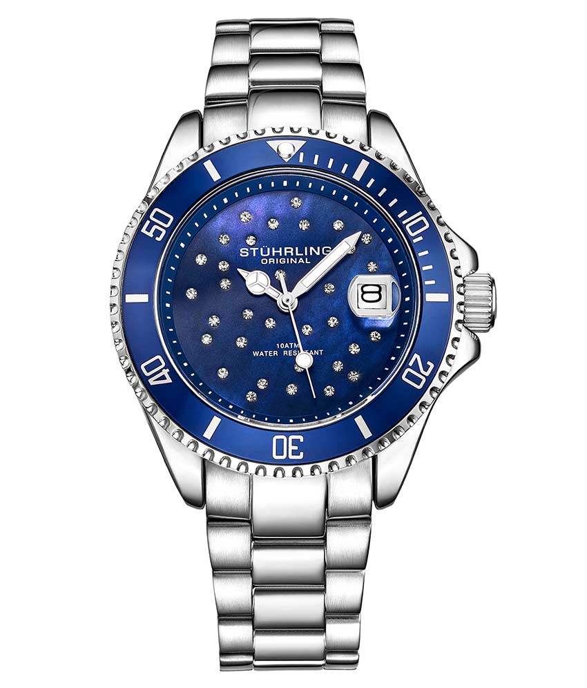 Stührling Deep Blue Divers Trio with Signature Pen and Stud Earring - Image 16