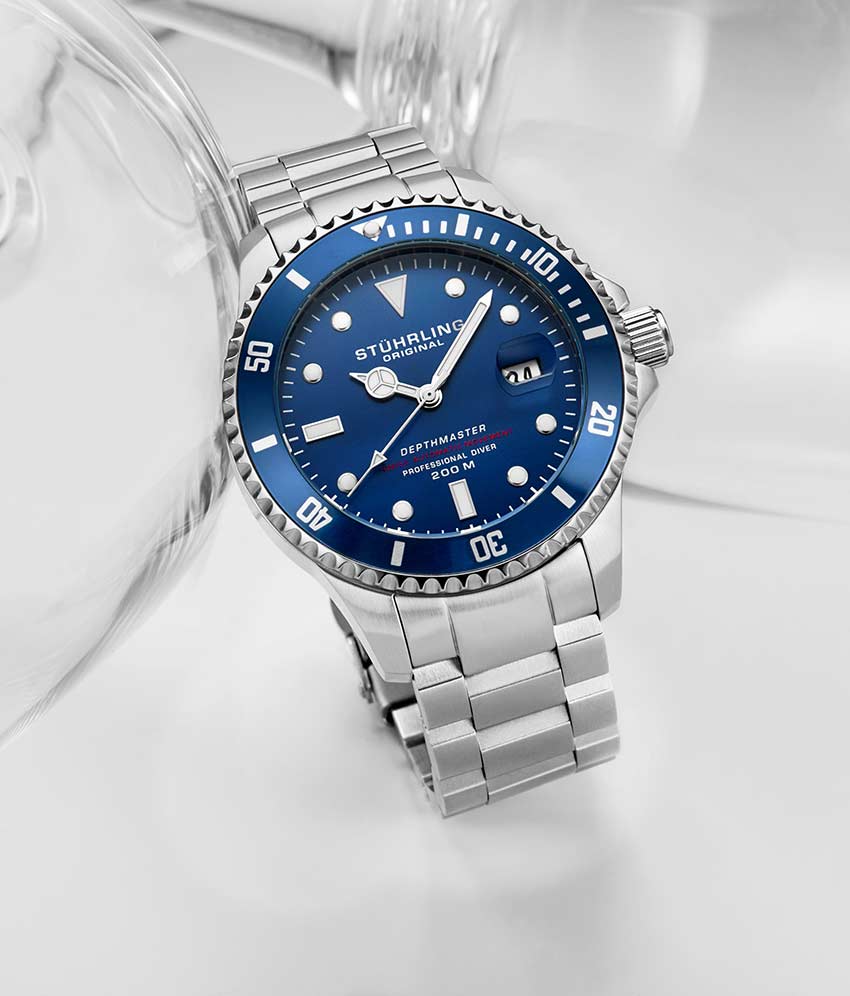 Stührling Deep Blue Divers Trio with Signature Pen and Stud Earring - Image 6