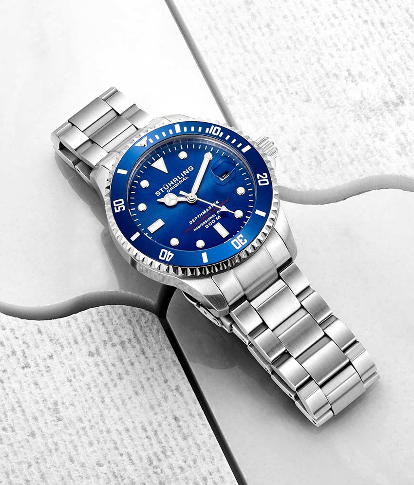 Stührling Deep Blue Divers Trio with Signature Pen and Stud Earring - Image 9